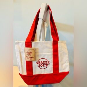 Trader Joe's Red and Cream Mini Canvas Tote
